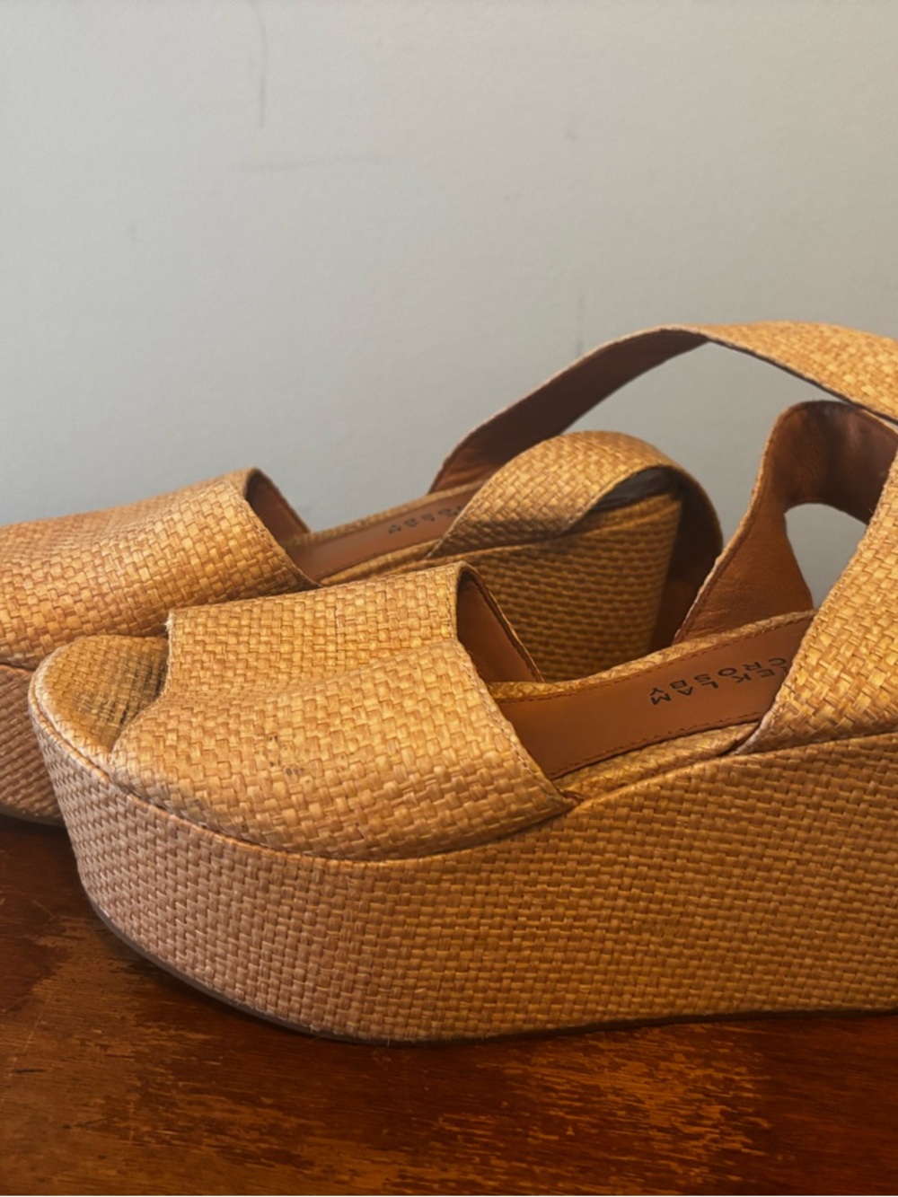 10 Crosby Derek Lam Woven Platform Sandals in Tan